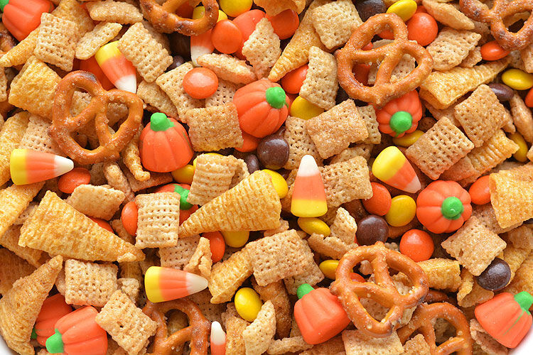 Candy corn in Chex mix or trail mix